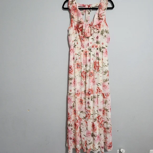 Express floral maxi sleeveless dress womens size M